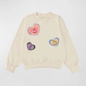 Molo Girl's Marge Sequin Embellished Happy Face Heart Sweatshirt